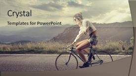  Presentation with bike - Slide set enhanced with climbing cycling - riding a bike background and a  colored foreground