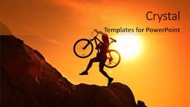  Presentation with terrain rugby - Slide set with celt - view on the hallstatt lake background and a gray colored foreground