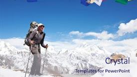  Presentation with everest - Audience pleasing theme consisting of climbing everest - hiker backdrop and a sky blue colored foreground