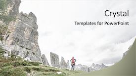  Presentation with elementary school female career day - Theme having climbing gear preparing for ascent background and a white colored foreground