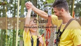  Presentation with climbing - Slides with climbing in a climbing course background and a coral colored foreground