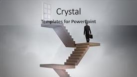  Presentation with walking - Beautiful presentation featuring climbing ladder - businessman walking up staircase backdrop and a light gray colored foreground
