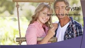  Presentation with aged - Presentation design featuring climbing ladder - middle aged couple in garden background and a coral colored foreground