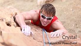 Presentation with rock climbing - Slide set enhanced with climbing male climber rock climbing background and a coral colored foreground