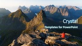  Presentation with mountain climbing - Colorful presentation design enhanced with climbing man - munkebu mountain in lofoten backdrop and a ocean colored foreground