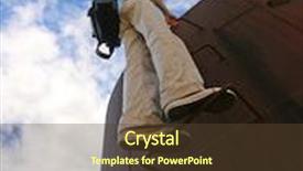  Presentation with end - Presentation design having climbing man at the end of his way background and a tawny brown colored foreground