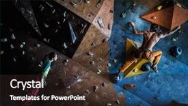  Presentation with rock climbing - PPT theme having climbing on a rock wall background and a wine colored foreground