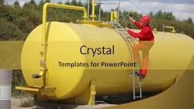  Presentation with fuel tank - PPT theme with climbing on large fuel tank background and a yellow colored foreground
