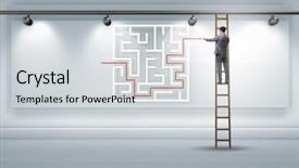  Presentation with maze - Slide set consisting of climbing puzzle - businessman is looking for ways background and a light gray colored foreground