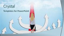  Presentation with way - Slides enhanced with climbing puzzle - right way arrow and business background and a sky blue colored foreground