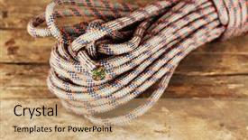  Presentation with mountain climbing rope - Slide deck enhanced with climbing rope on wooden background background and a coral colored foreground