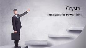  Presentation with stepping - Presentation theme consisting of climbing stairs success - business person stepping up background and a light gray colored foreground