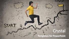  Presentation with climbing - Presentation design featuring climbing stairs success - halfway to the target background and a gray colored foreground