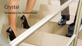  Presentation with marble - Amazing presentation theme having climbing stairs success - image of female and male backdrop and a coral colored foreground