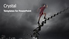  Presentation with challenges - Presentation theme with climbing stairs success - up to top overcoming challenges background and a gray colored foreground