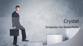  Presentation with stepping - Slides featuring climbing steps - business person stepping up background and a light gray colored foreground