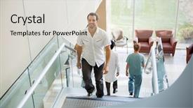  Presentation with medical training in patient care - Beautiful slide set featuring climbing steps - full length male patient backdrop and a lemonade colored foreground