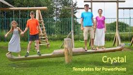  Presentation with parents and teachers - Cool new presentation theme with climbing steps - parents with son and daughter backdrop and a tawny brown colored foreground