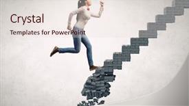  Presentation with challenges - Cool new presentation theme with climbing steps - up to top overcoming challenges backdrop and a  colored foreground