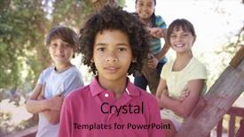  Presentation with children climbing - Presentation theme with climbing tree - group of children hanging background and a violet colored foreground