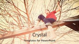  Presentation with wooden - Audience pleasing presentation theme consisting of climbing tree - young boy sitting backdrop and a lemonade colored foreground