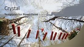  Presentation with suspension bridge - Slide set featuring climbing tree - young climber go background and a light blue colored foreground