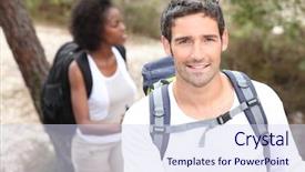  Presentation with hiking - Beautiful PPT theme featuring climbing tree - young couple hiking backdrop and a  colored foreground