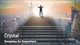  Presentation with career - Amazing slide deck having climbing up challenging career ladder backdrop and a dark gray colored foreground