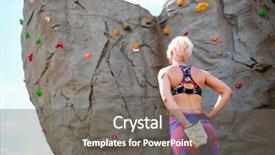  Presentation with rock climber - PPT layouts consisting of climbing wall - photo from back of sporty background and a gray colored foreground