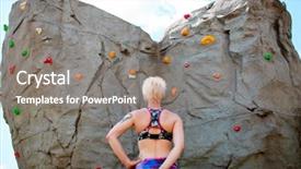  Presentation with rock climber - PPT theme enhanced with climbing wall - photo from back of sporty background and a gray colored foreground