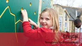  Presentation with children climbing - Audience pleasing theme consisting of climbing wall in school playground backdrop and a crimson colored foreground
