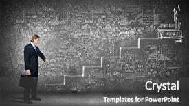  Presentation with promotion - Slide set featuring climbingcareer ladder - image of businessman with suitcase background and a dark gray colored foreground