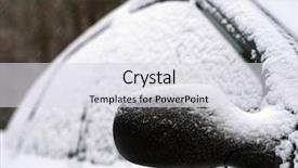  Presentation with snow covered trees and falling - Theme having climet - close-up of snow-covered car wing background and a light gray colored foreground