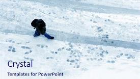  Presentation with footprints - Beautiful presentation design featuring climet - elevated view of footprints backdrop and a sky blue colored foreground