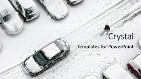  Presentation with parks and recreation snow storm - Beautiful PPT layouts featuring climet - elevated view of parked cars backdrop and a white colored foreground
