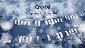  Presentation with parking lot - PPT theme having climet - elevated view of parked cars background and a  colored foreground