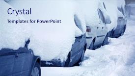  Presentation with parking lot - Beautiful presentation featuring climet - image of snow covered cars backdrop and a sky blue colored foreground