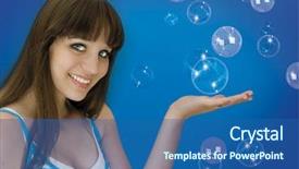  Presentation with keyword - Beautiful slides featuring climet - young girl with soap-bubbles keyword backdrop and a ocean colored foreground