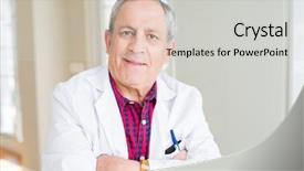 Presentation with facial pain medical man - Slide set having clinic and smiling with cross background and a light gray colored foreground