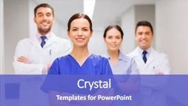  Presentation with health care - Cool new presentation theme with clinic profession people health care backdrop and a cobalt blue colored foreground
