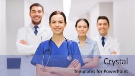  Presentation with health care - Theme having clinic profession people health care background and a  colored foreground
