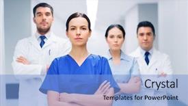  Presentation with health-care - Cool new presentation theme with clinic profession people health care backdrop and a light blue colored foreground