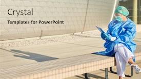  Presentation with members - Slide deck featuring clinic-staff-members-await-visitors background and a soft green colored foreground