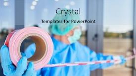  Presentation with clinic - PPT theme with clinic-staff-with-barrier-tape background and a light blue colored foreground