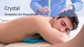  Presentation with scan barcode the laser - Theme featuring clinic undergoing laser scar background and a light blue colored foreground