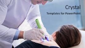  Presentation with laser - Presentation theme having clinic undergoing laser scar background and a light blue colored foreground