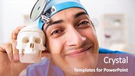  Presentation with working in a clinic - Colorful PPT theme enhanced with clinical anatomy - mad doctor working backdrop and a coral colored foreground