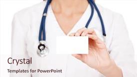  Presentation with empty - Presentation with clinical area nursing - female doctor shows empty white background and a sky blue colored foreground