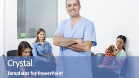  Presentation with pet - Audience pleasing PPT theme consisting of clinical area nursing - nurse standing arms crossed while backdrop and a teal colored foreground