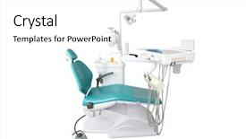  Presentation with dental reseach - Audience pleasing PPT theme consisting of clinical equipment - image of dental chair backdrop and a  colored foreground